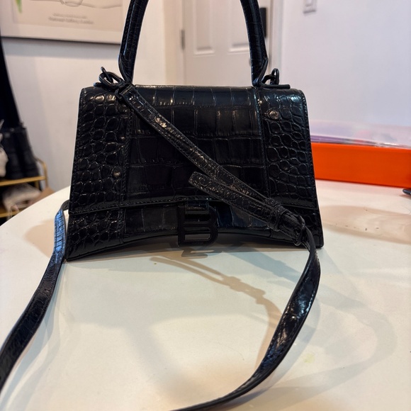 BALENCIAGA Hourglass XS Crocodile-Embossed Top Handle Bag - Picture 6 of 8